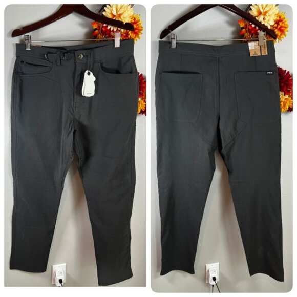 **SOLD PrAna Wonderland Rocks Men's Breathable Woven Pant 32"W 30"L in Dark Iron - Picture 1 of 9
